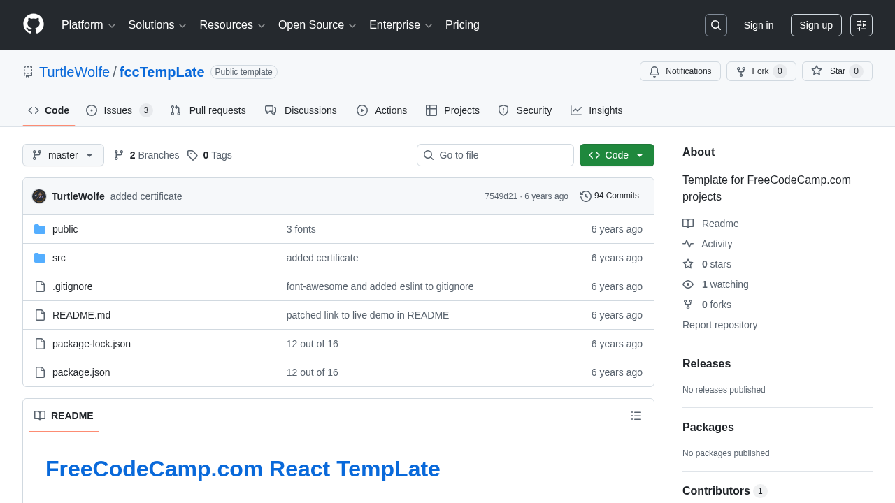 FreeCodeCamp projects GitHub repository