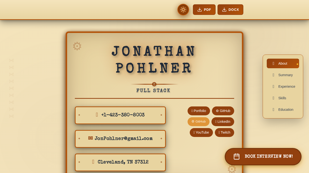 Interactive resume showing project showcase and skills